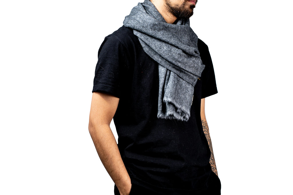 Charcoal 100% Yak Wool Shawl – Luxury, Soft & Warm