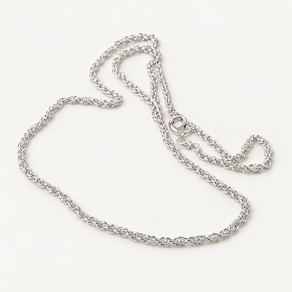 Silver Thread Chain Sterling Silver Chain Thin Rope Style | 17 Inch