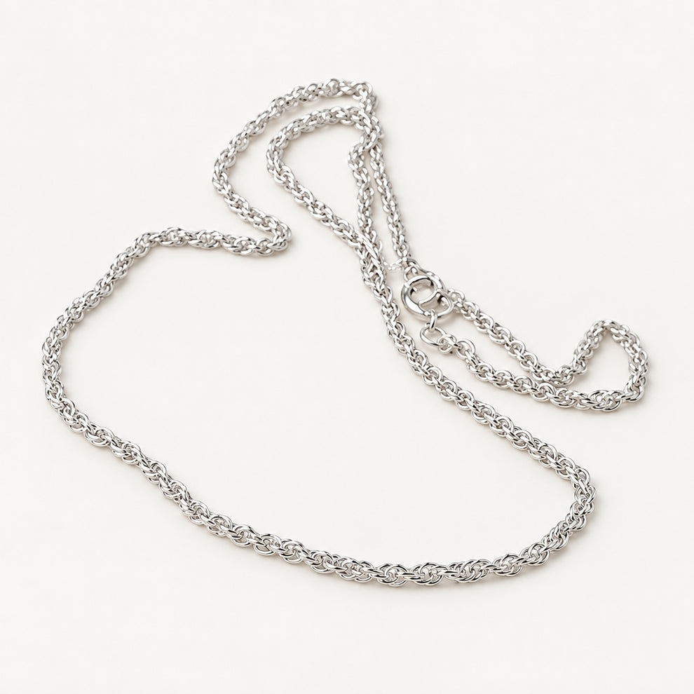 Rhin Rope Chain Sterling Silver Chain Thin Rope Style | 17 Inch