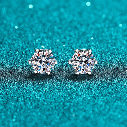 six prong stud moissanite earrings