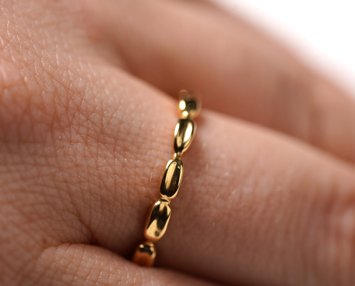 Gold Plated 925 Sterling Silver Oval Detail Ring - Griha Threads & Treasure