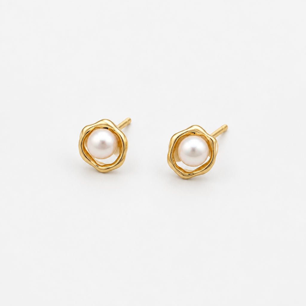 gold plated pearl stud earrings