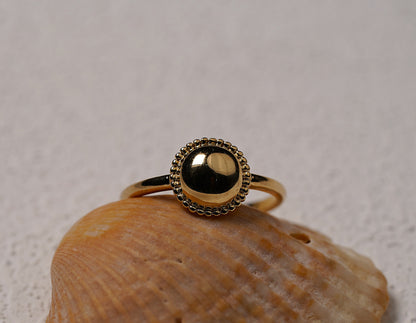 Gold Plated Sterling Silver Round Ring with Detail - Griha Threads & Treasure