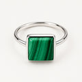 Square Malachite Stone Ring - Griha Threads & Treasure