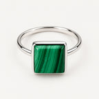 Square Malachite Stone Ring - Griha Threads & Treasure