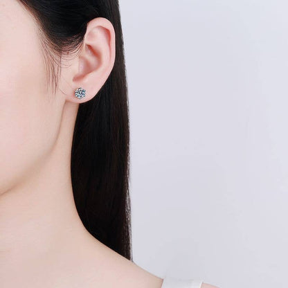 six prong stud moissanite earrings