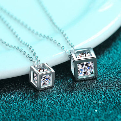 magic cube moissanite necklace