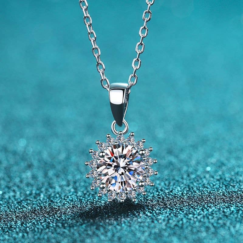 snow flake moissanite necklace