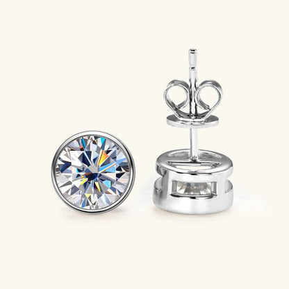 moissanite stud earrings round encased