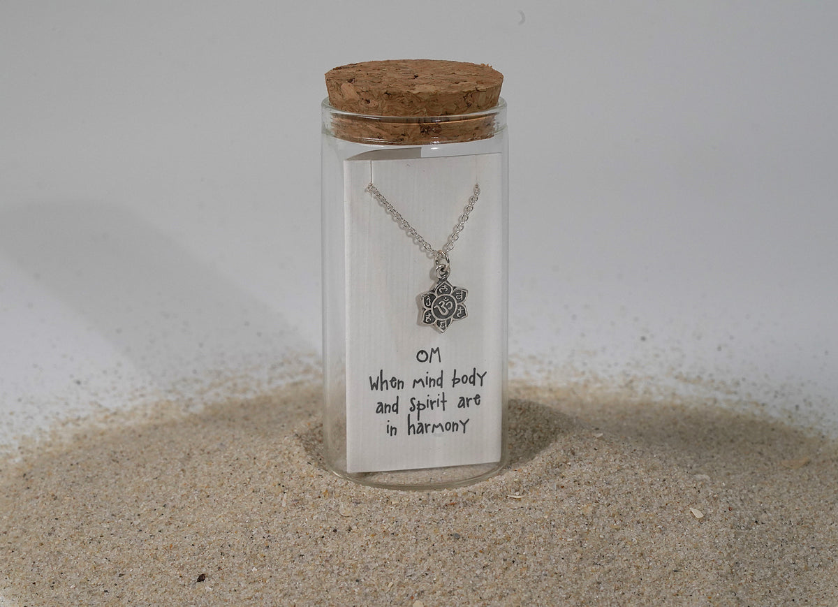 Sterling Silver Om Mandala Flower Necklace - Griha Threads & Treasure