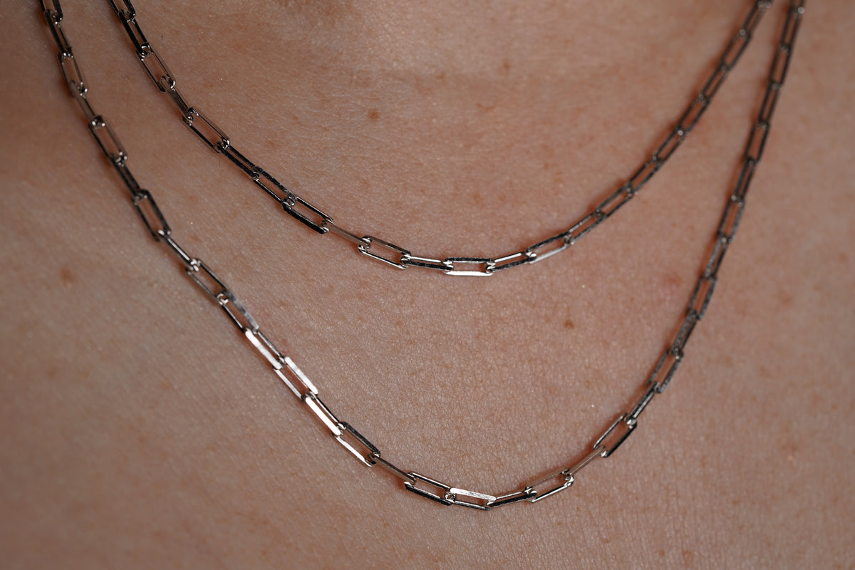 Paperclip Chain 18 inch and 20 inch- Available in Gold Plated Sterling Silver and Sterling Silver - Griha Threads & Treasure