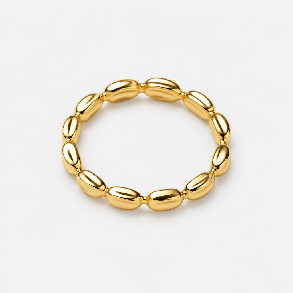Gold Plated 925 Sterling Silver Oval Detail Ring - Griha Threads & Treasure