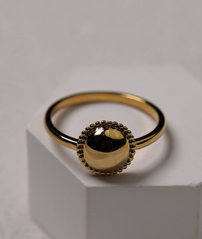 Gold Plated Sterling Silver Round Ring with Detail - Griha Threads & Treasure
