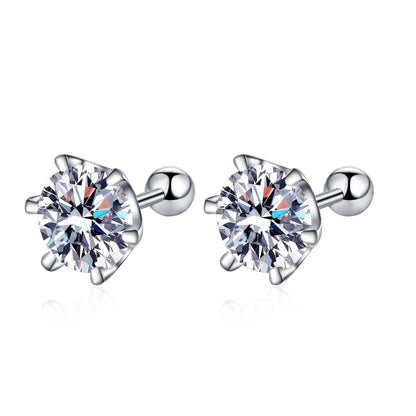 six prong stud moissanite earrings