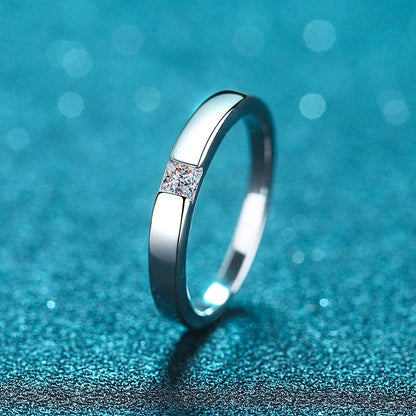 square moissanite band ring sterling silver