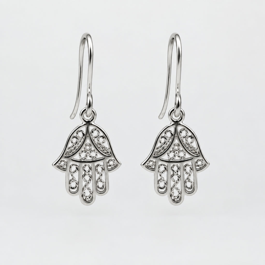 925 Sterling Silver Hamsa Earring with Protective Symbol