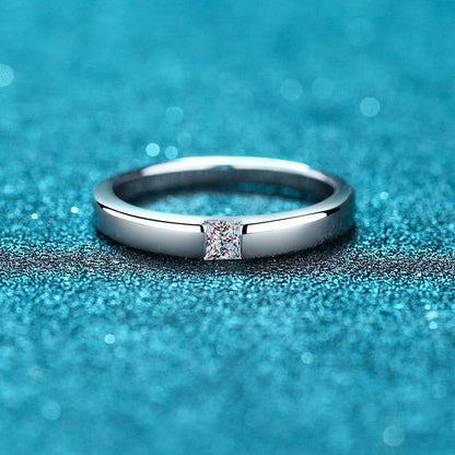 square moissanite band ring sterling silver