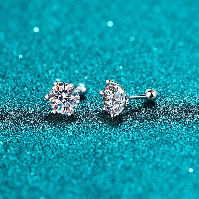 six prong stud moissanite earrings